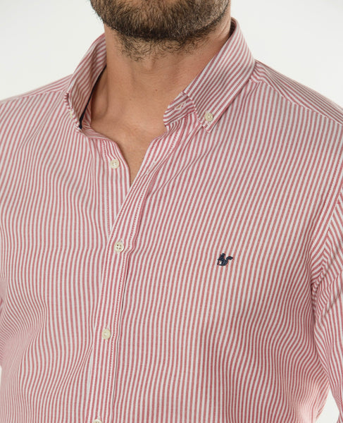 CAMISA RAYAS BURDEOS